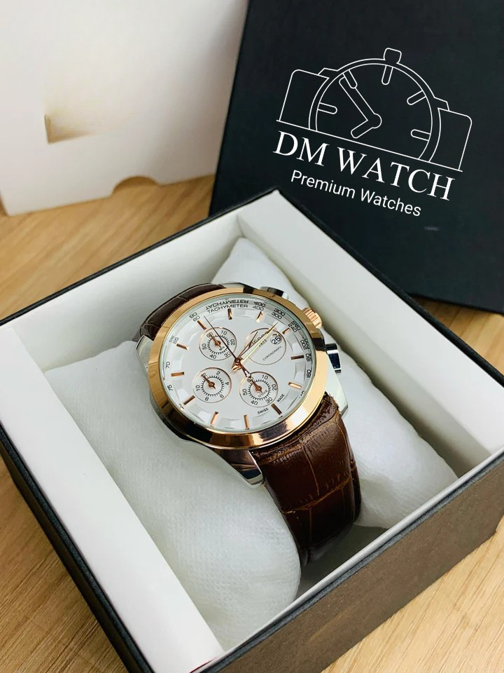 Branded Chronograph working Watch (Brown Gold)