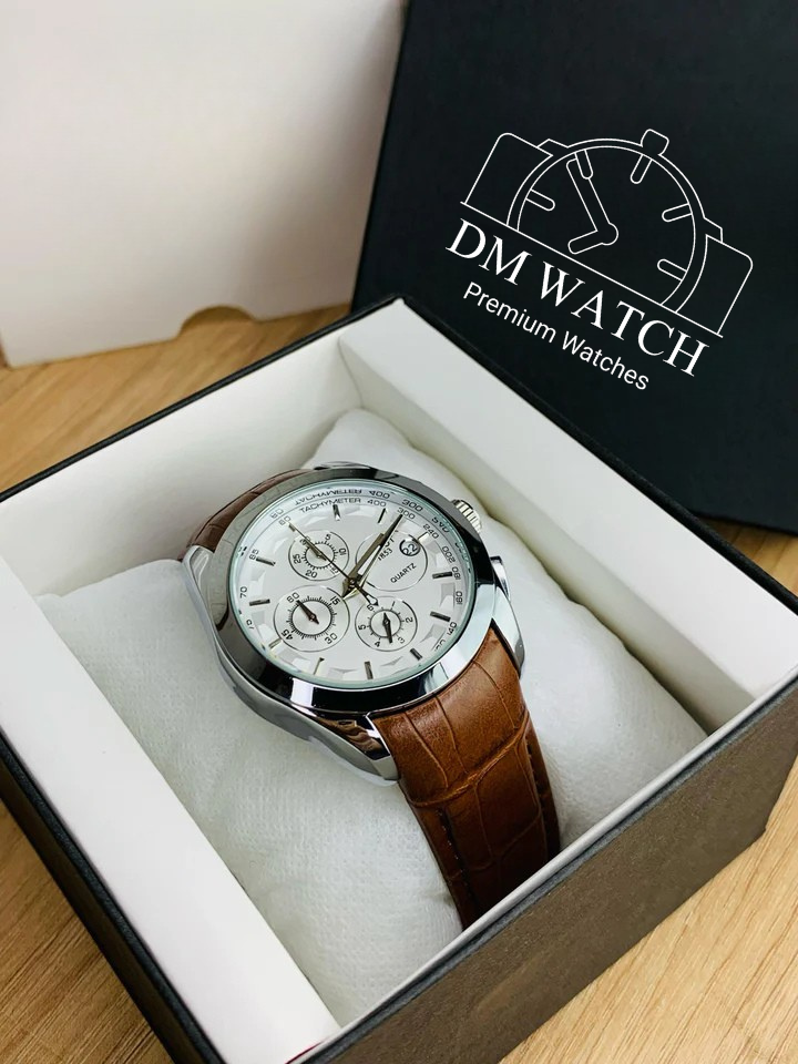 Branded Chronograph working Watch (Brown Silver)