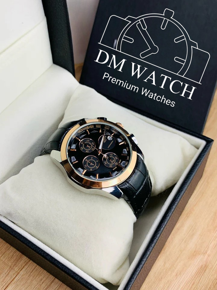 Branded Chronograph working Watch (Black Gold)