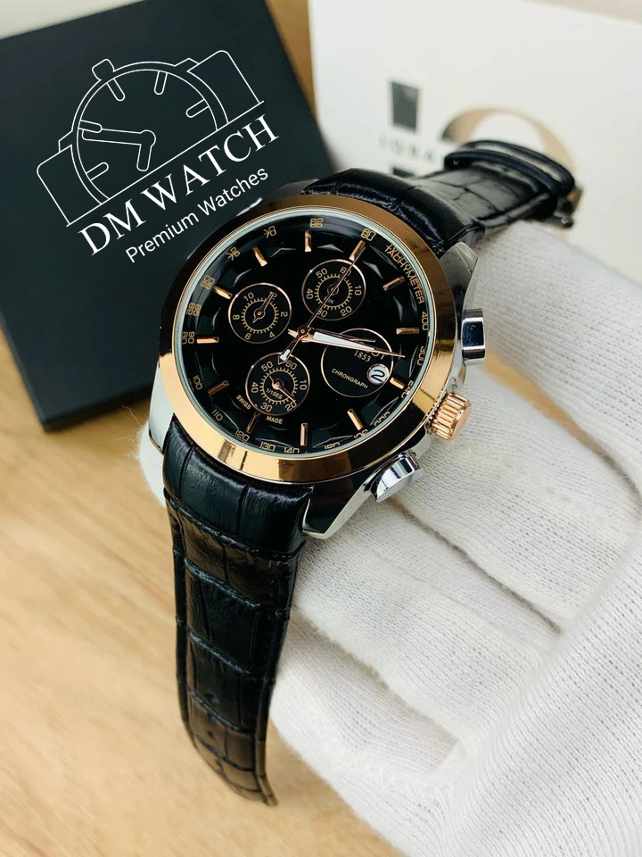 Branded Chronograph working Watch (Black Gold)