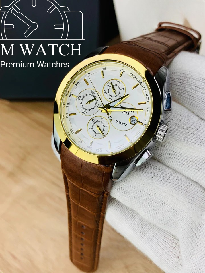 Branded Chronograph working Watch (Brown Gold)